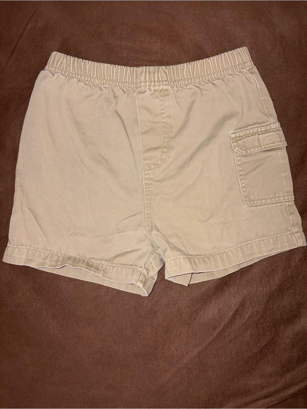 Vintage OkieDokie Casual Elastic Waist Cargo Shorts in Light Beige